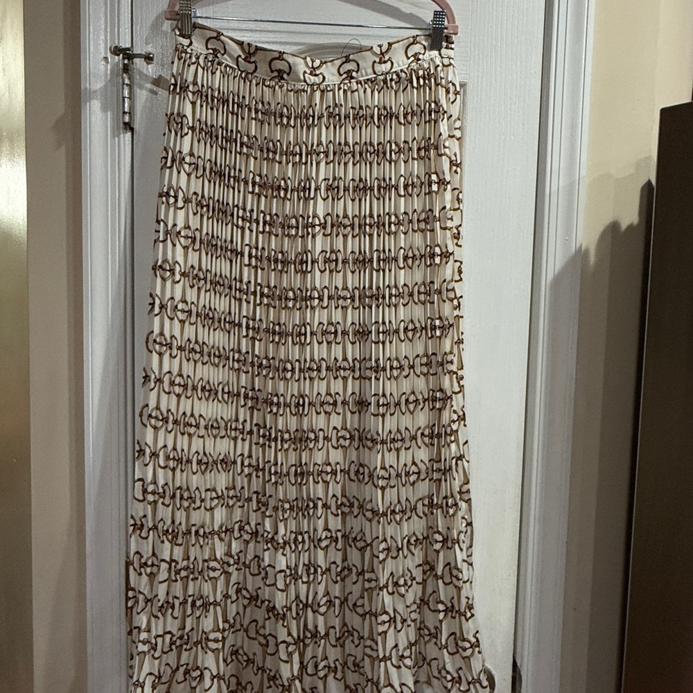 Banana Republic Patterned Cream and Brown Maxi Skirt